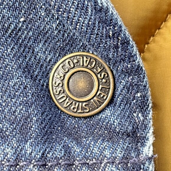 Levi's Women's Reversible Trucker Bubble Big E Dark Denim Jacket Size XL - Picture 5 of 13